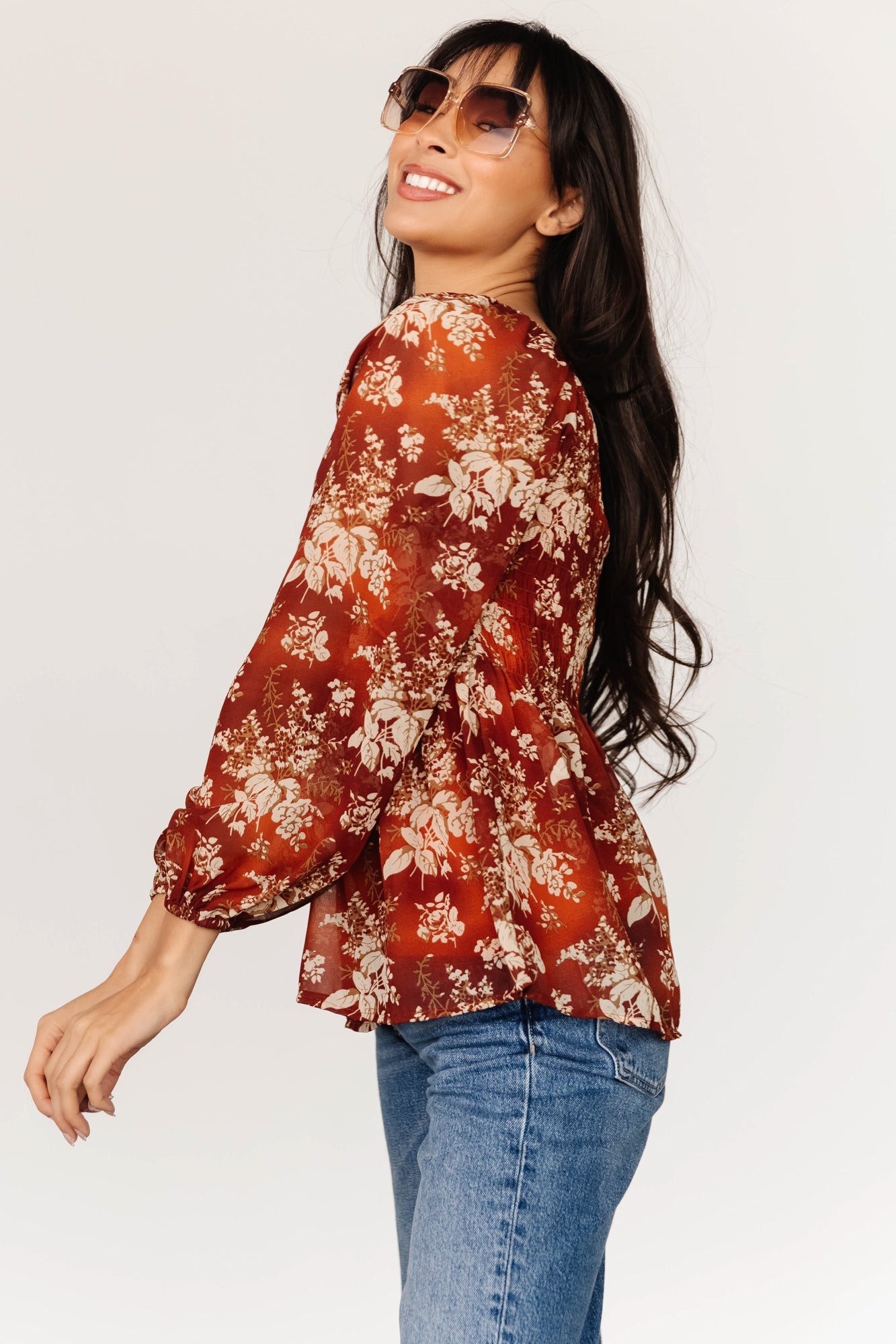 Fenna Smocked Top | Rust Floral | Baltic Born