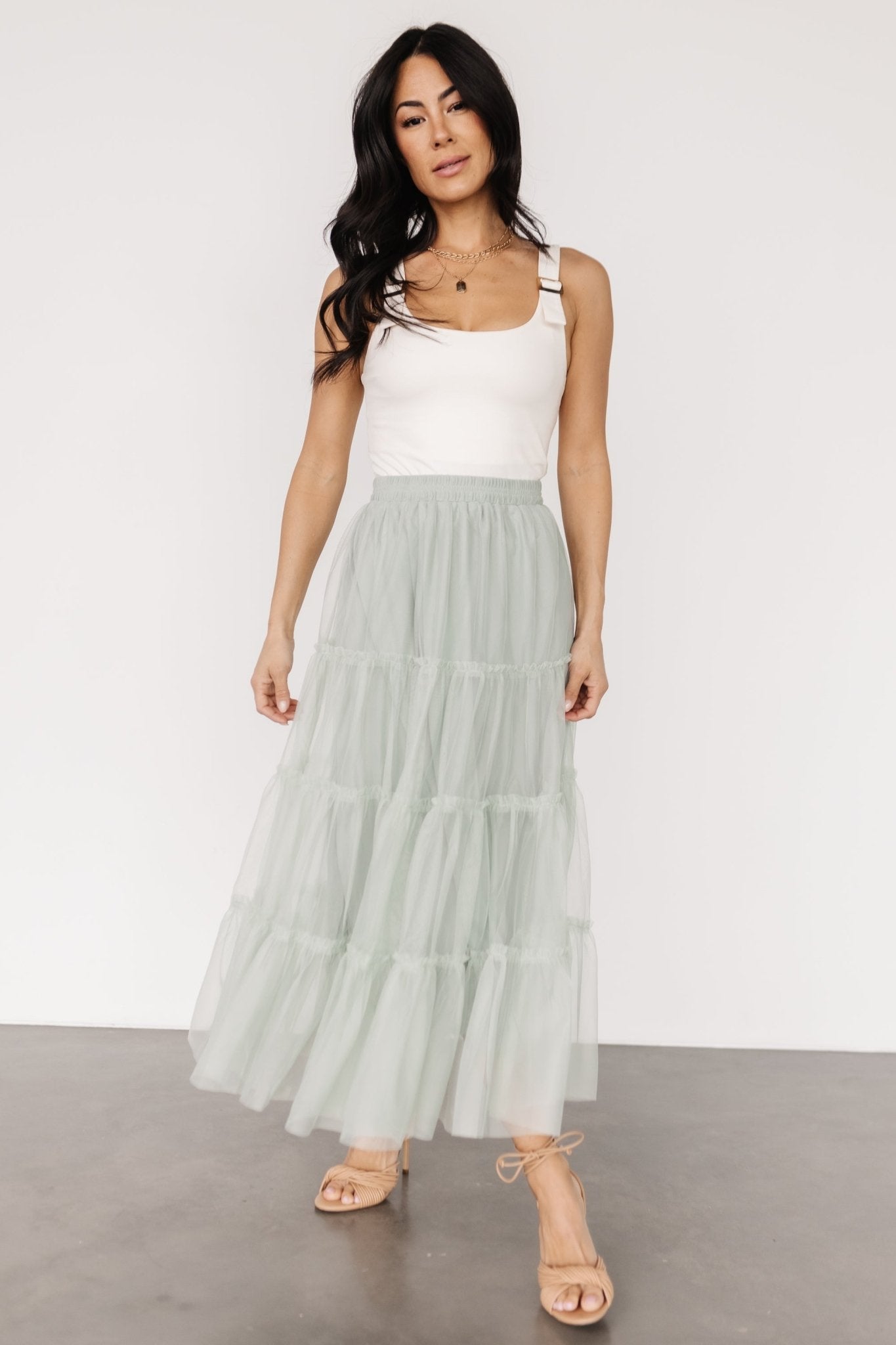 Tulle maxi cheap skirt sage