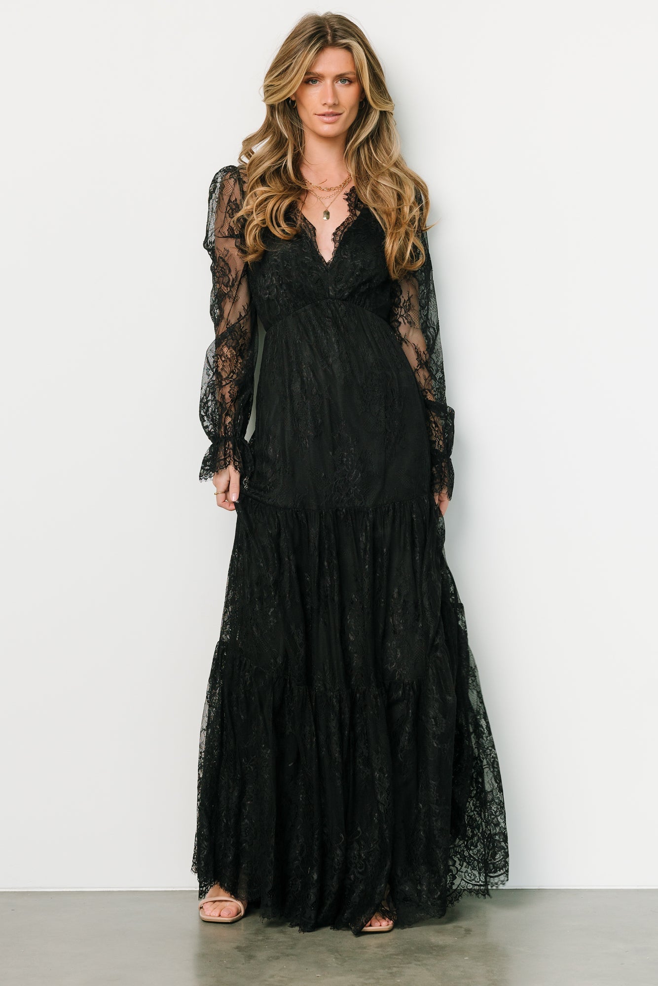 Gloria Lace Maxi Dress, Black