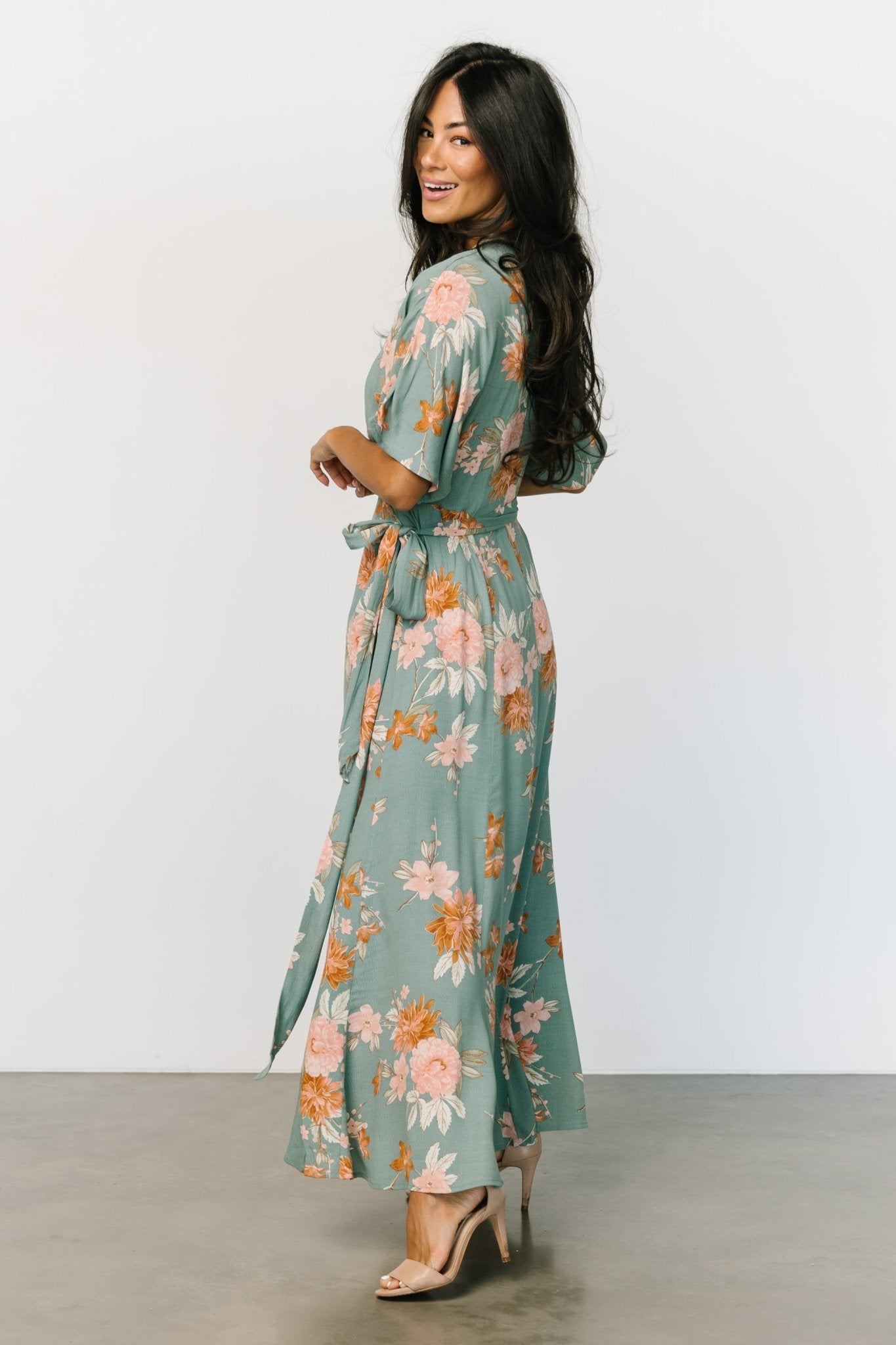 Seafoam Hailey Dress Wrap Maxi Born | Floral | Baltic Multi