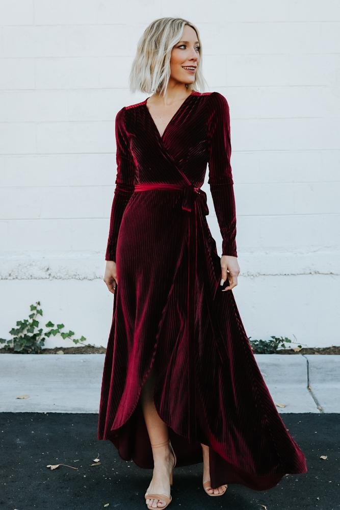 Jada Ribbed Velvet Wrap Dress | Mulberry
