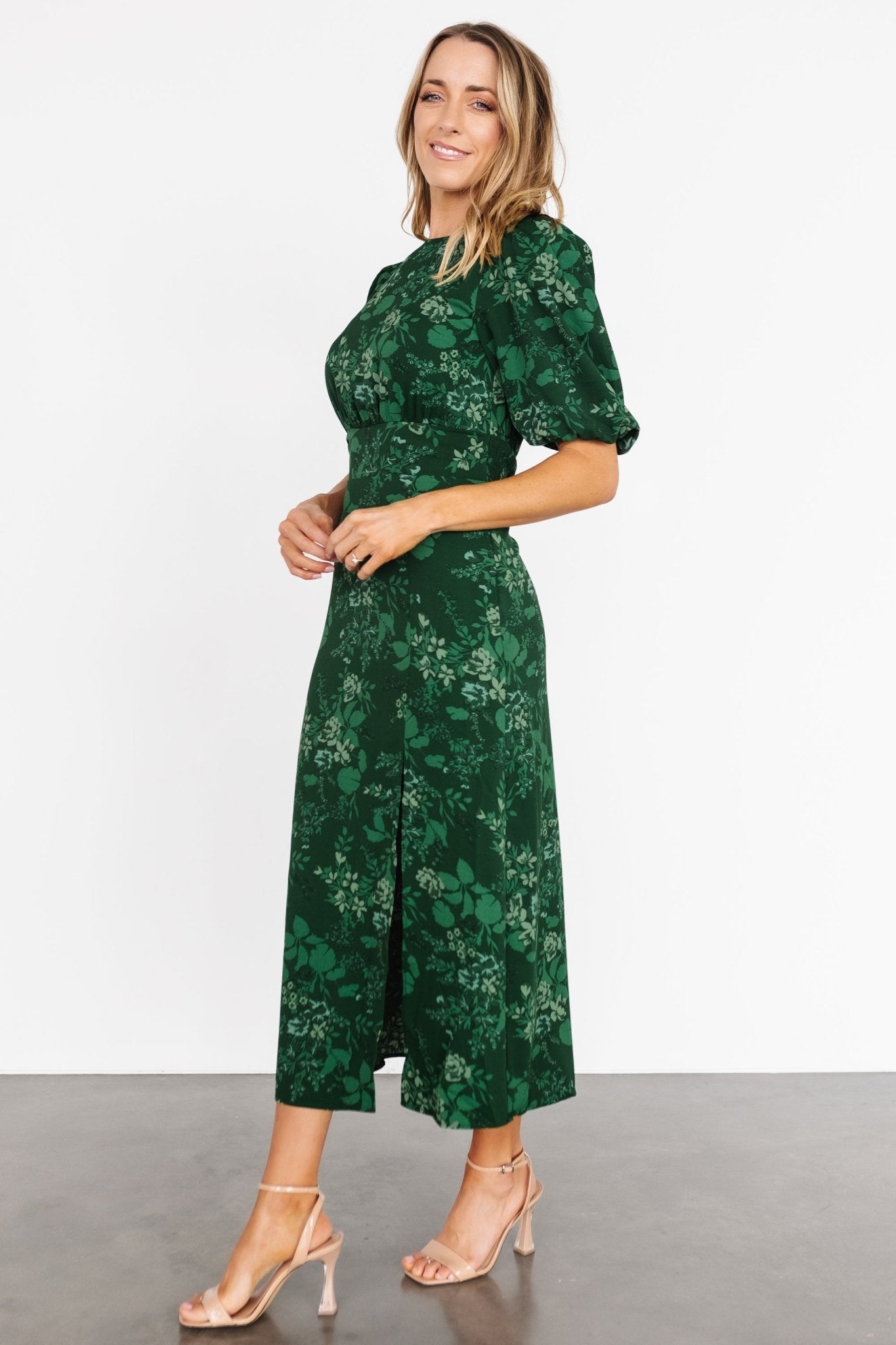 Janna Midi Dress Emerald Floral Baltic Born