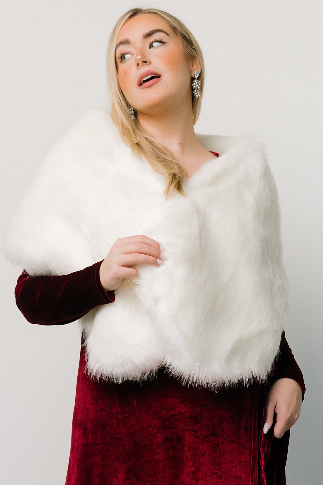 Jovie Faux Fur Shawl | Pearl - Baltic Born