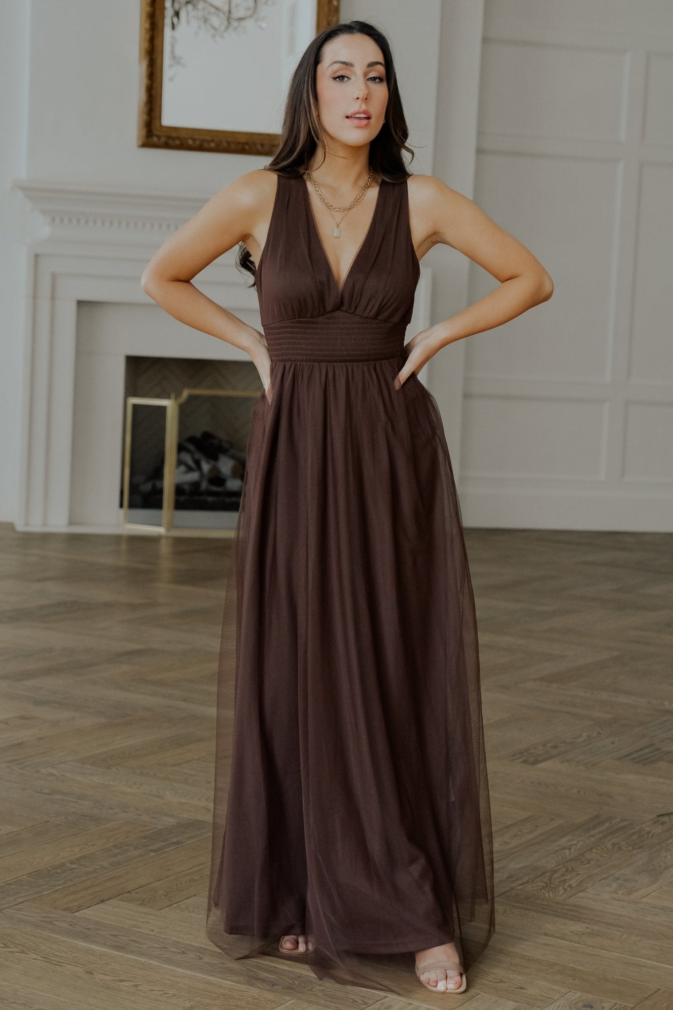 Kamila Tulle Maxi Dress | Espresso | Baltic Born