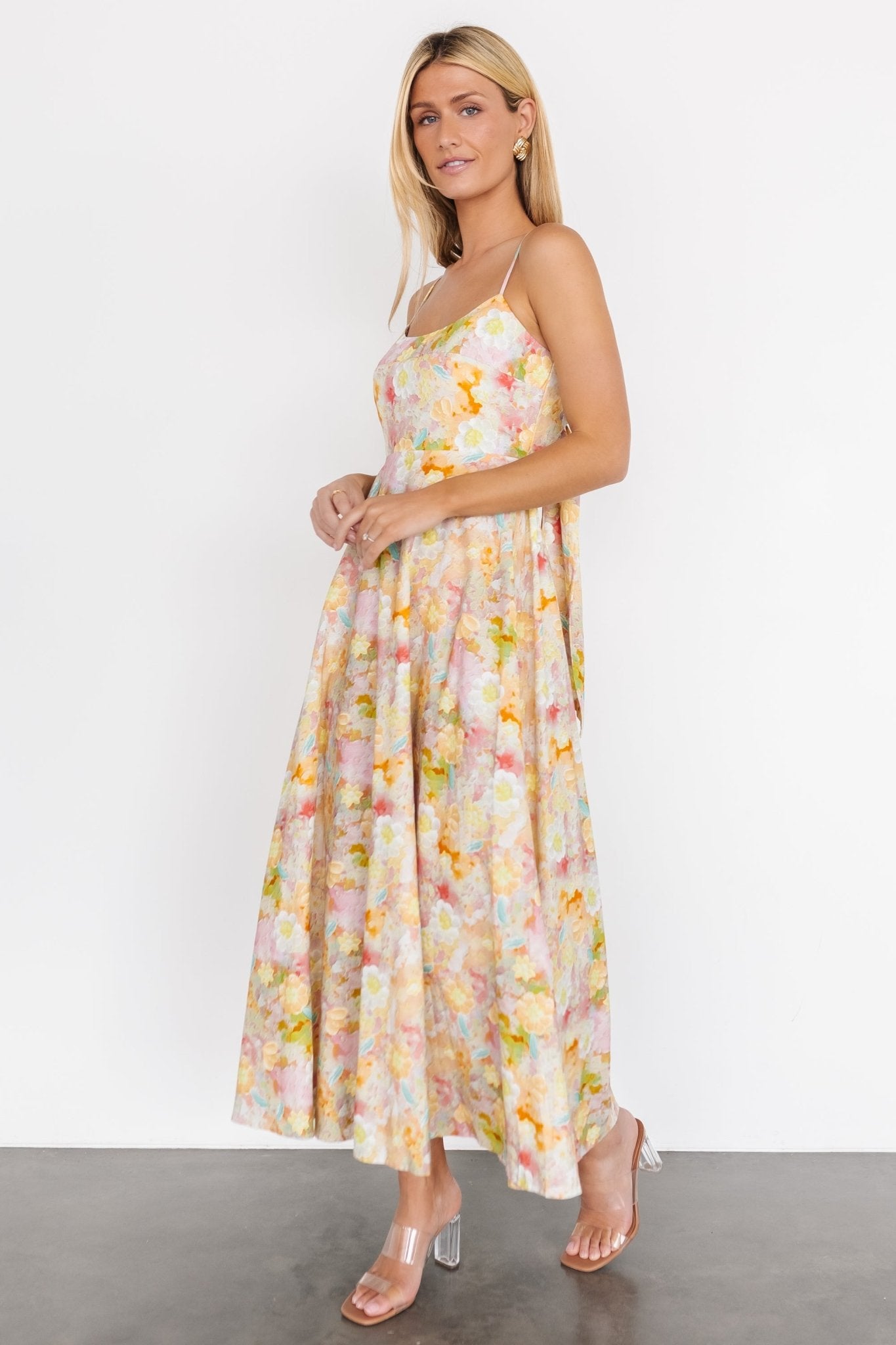 Katalina Back Tie Midi Dress Pastel Multi Baltic Born