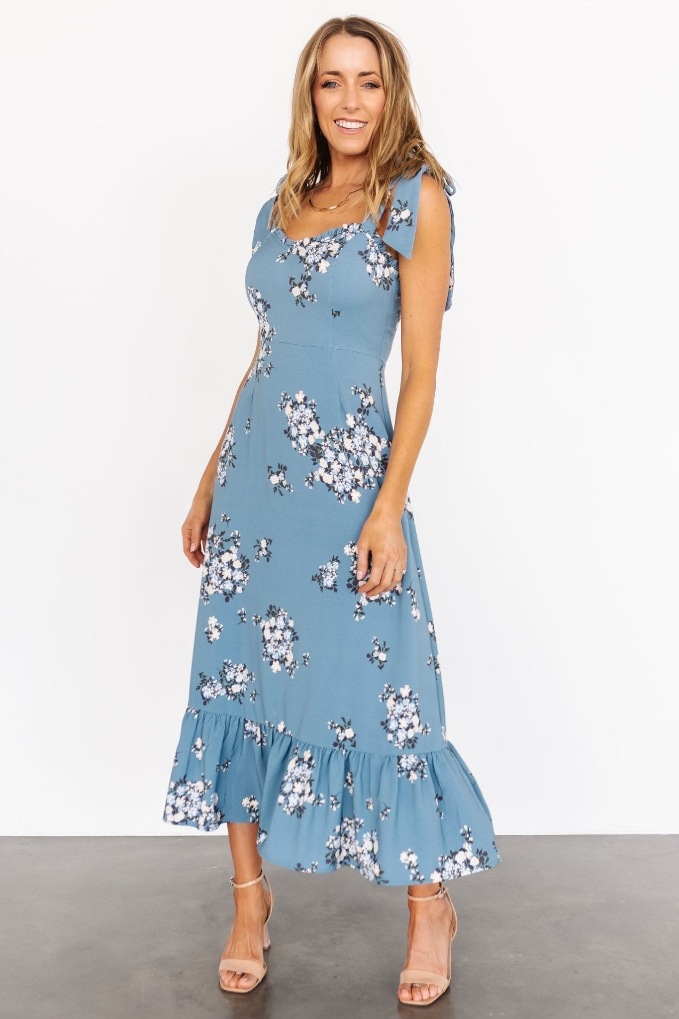 Birdie Maxi Dress, Dusty Blue Floral
