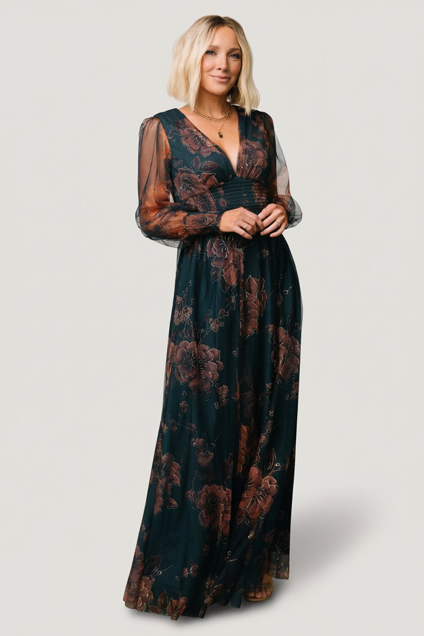 Layla Tulle Maxi Dress | Copper + Blue Metallic - 3XL Layla Tulle Maxi Dress | Copper + Blue Metallic - 3XL
