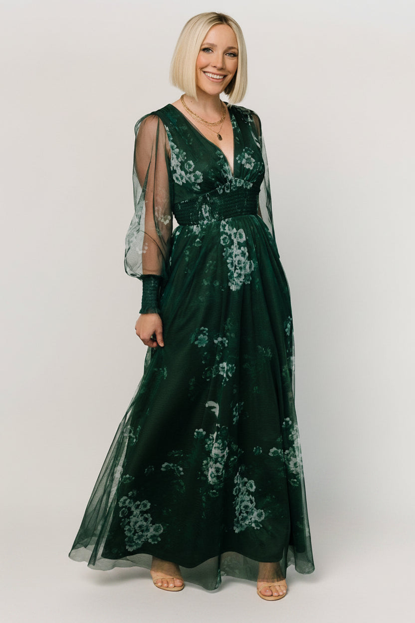 Baltic Born Womens Layla Tulle Maxi Dress | Dark Green Multi | Size: Small Baltic Born Womens Layla Tulle Maxi Dress | Dark Green Multi | Size: Small