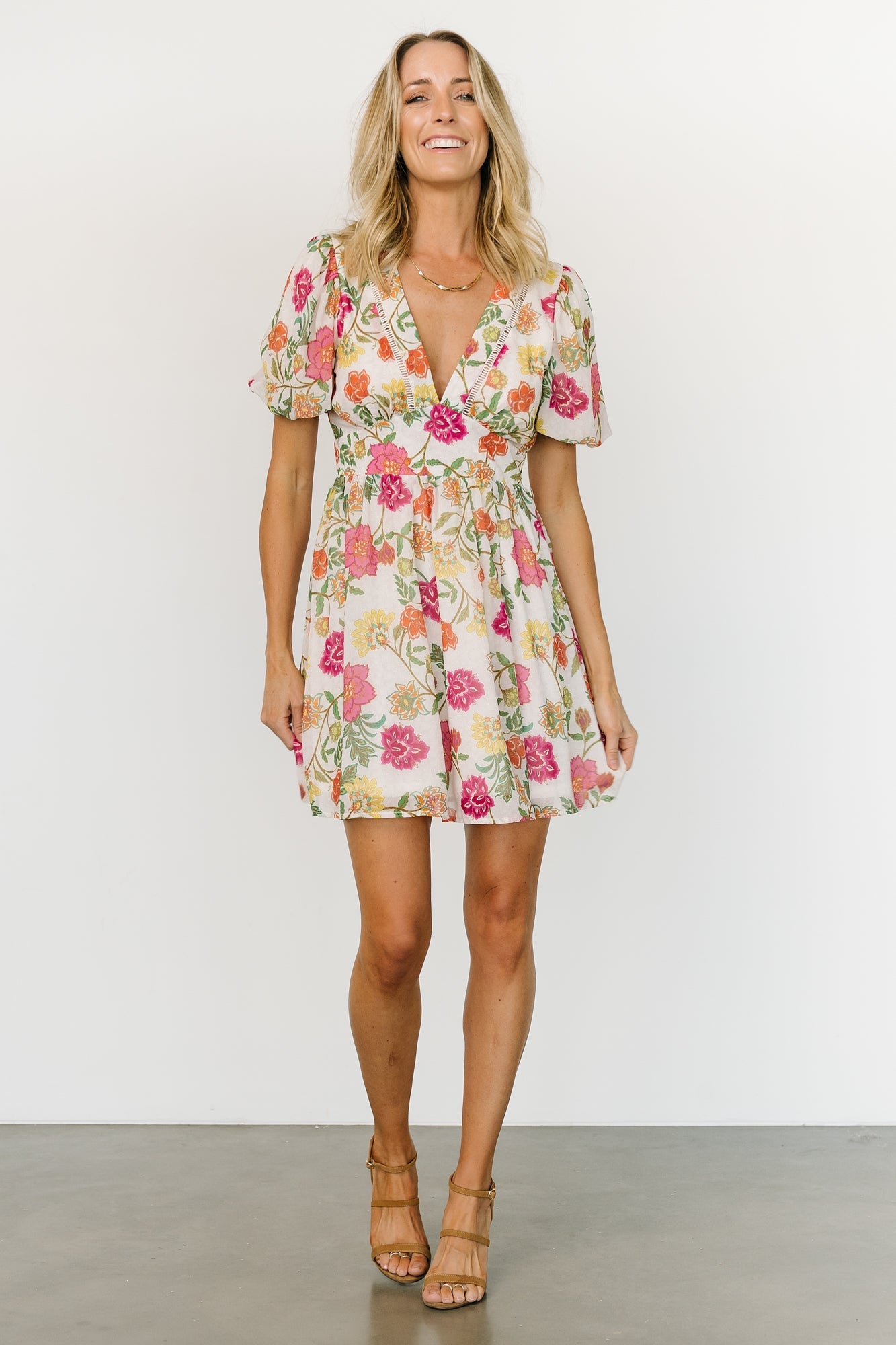 Libby Short Dress | Off White Floral | Baltic Born