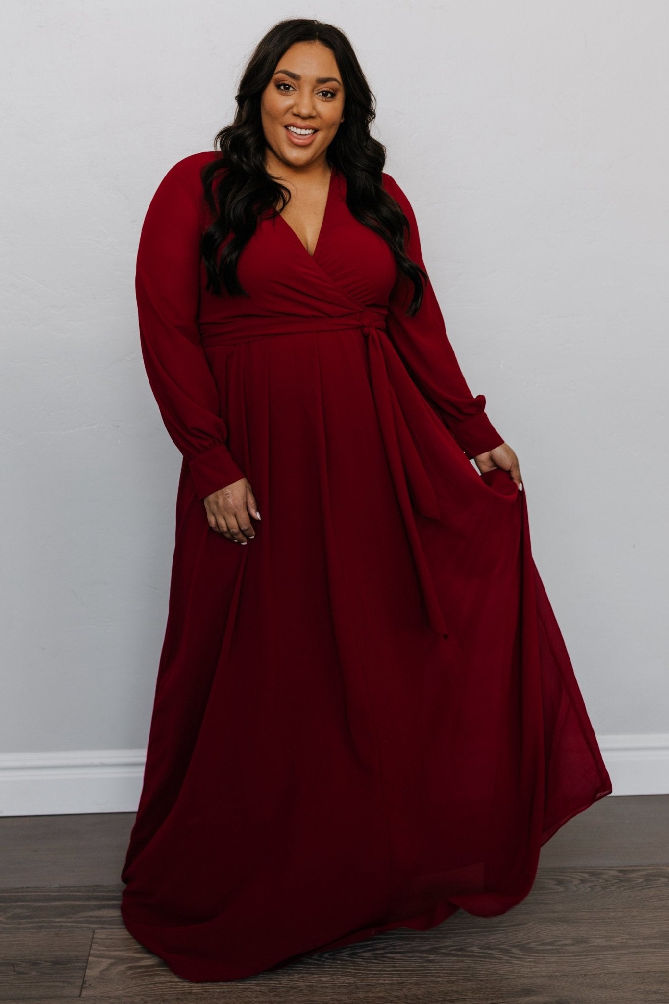 Plus size maroon maxi dress Clearance