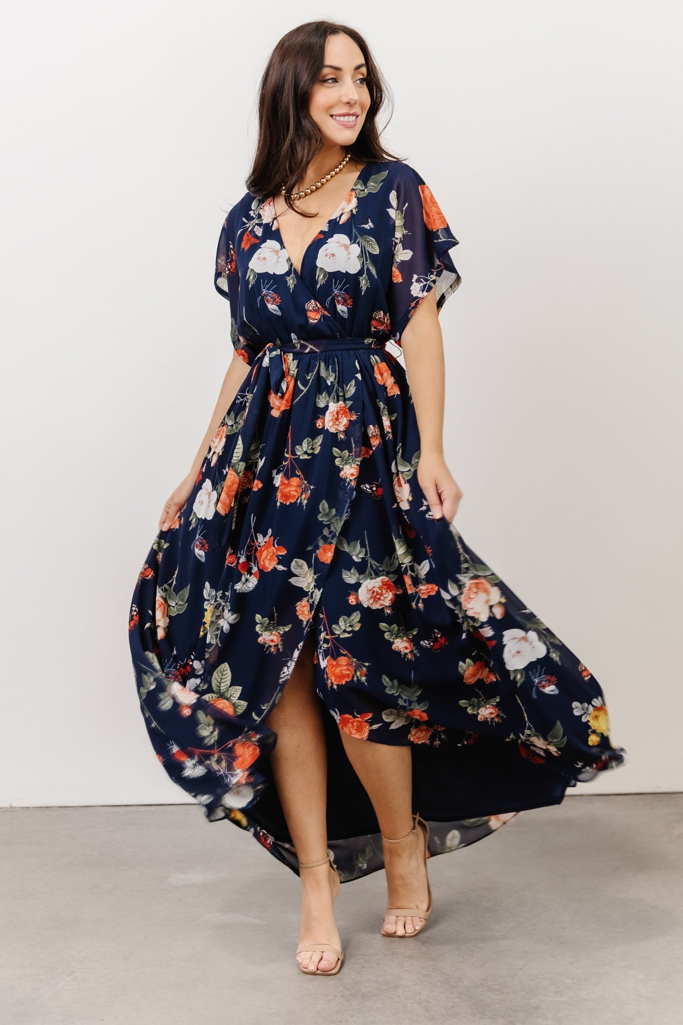 Madeline Maxi + | Navy Floral Coral | Baltic Born Dress