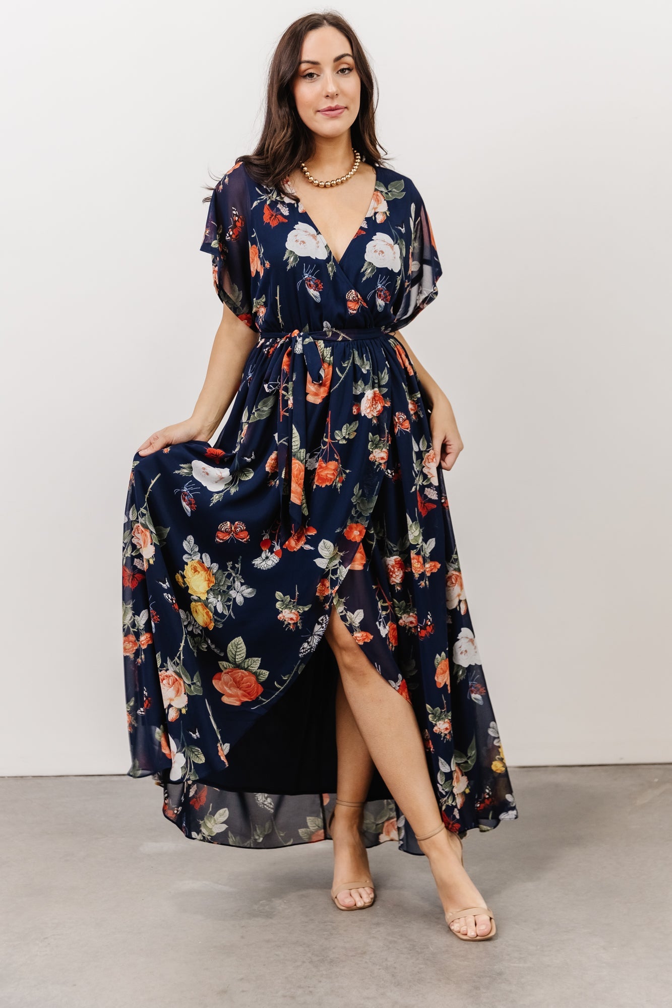 Baltic | Maxi Floral Madeline + Navy Dress | Born Coral