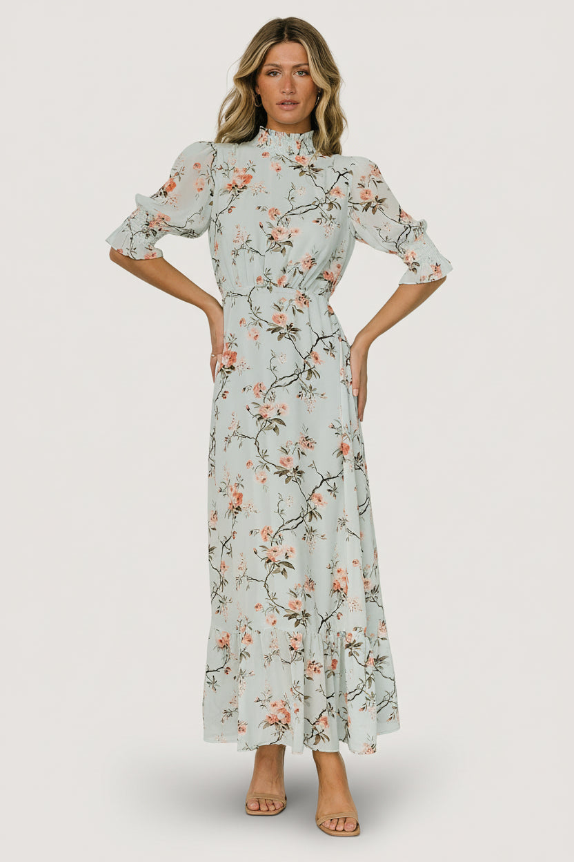 Baltic Born Womens Marie Mock Neck Maxi Dress | Sage Floral | Size: Small Baltic Born Womens Marie Mock Neck Maxi Dress | Sage Floral | Size: Small