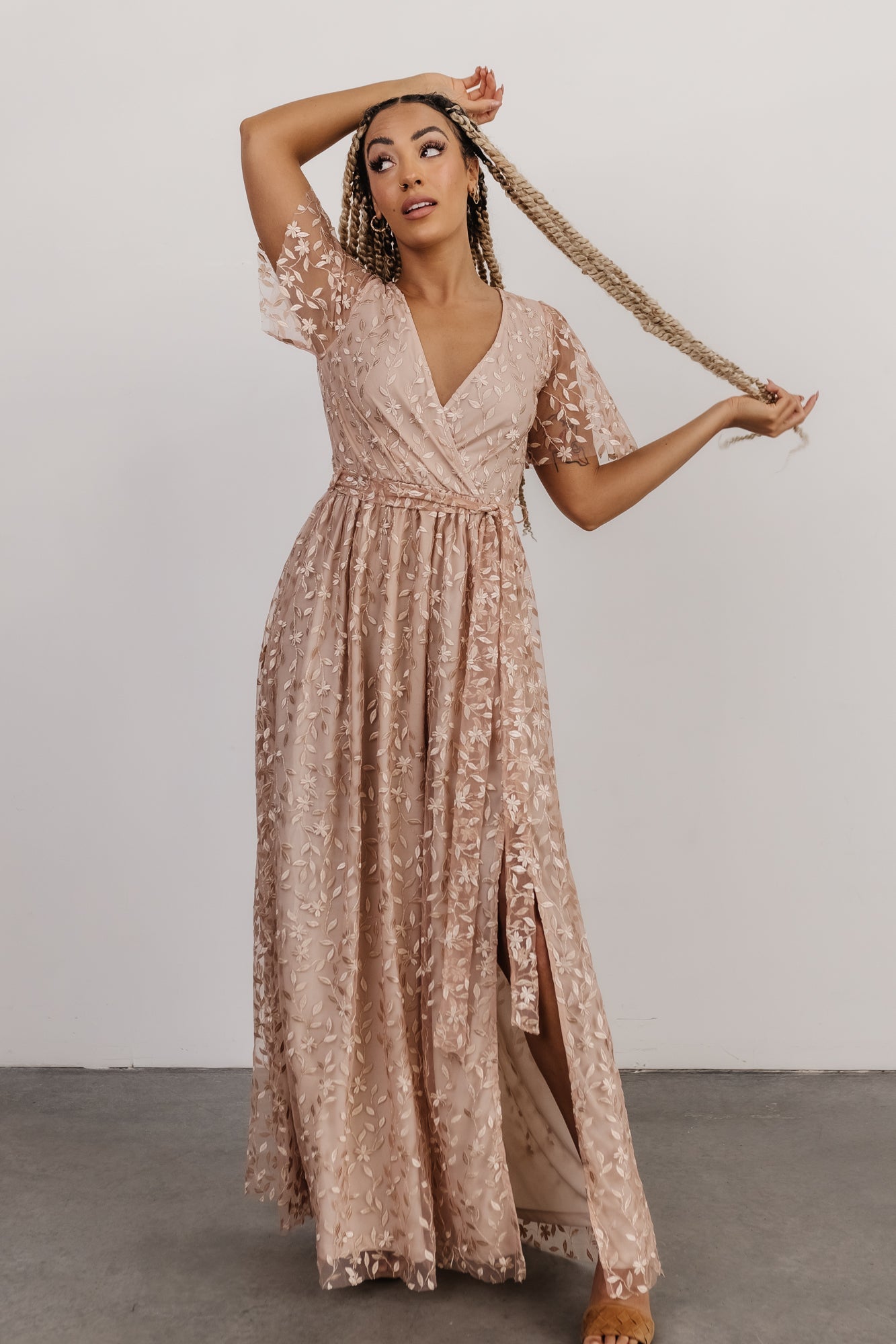 Marseille Embossed Maxi Dress | Champagne