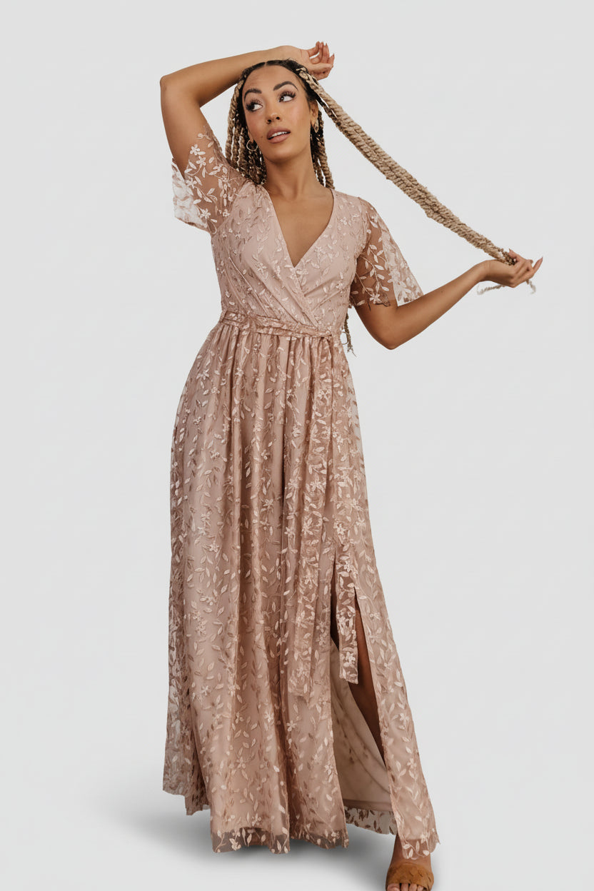 Marseille Embossed Maxi Dress, Champagne | Baltic Born Xs Marseille Embossed Maxi Dress, Champagne | Baltic Born Xs