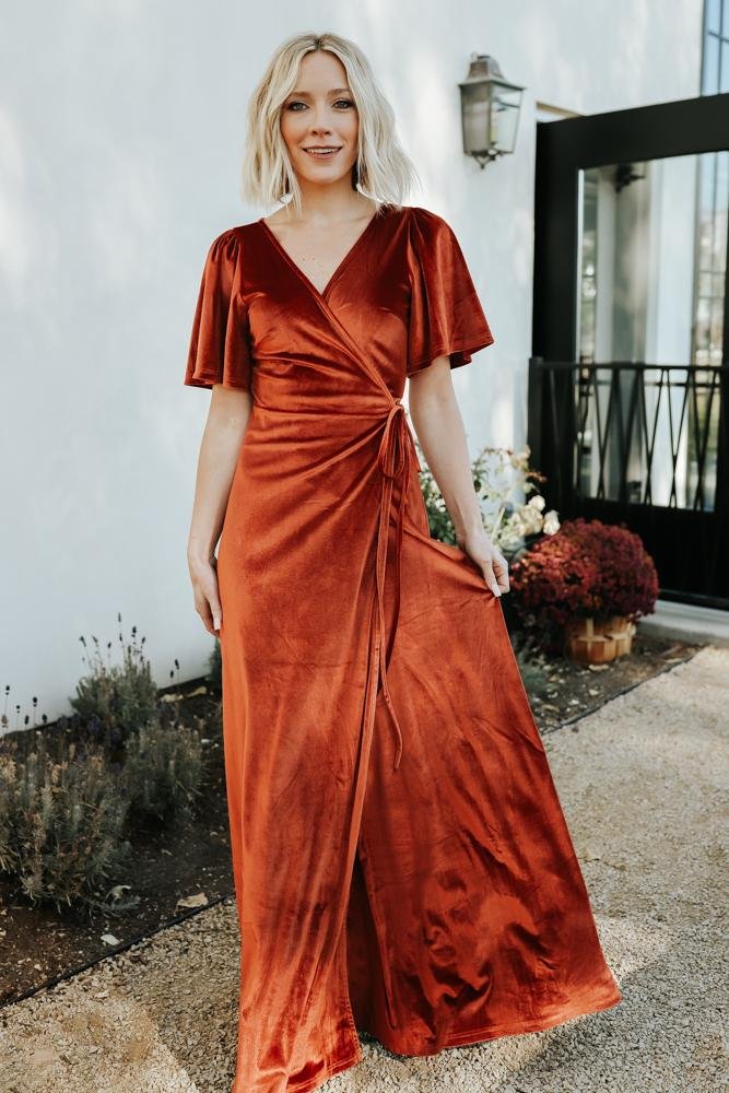 Velvet wrap maxi dress Clearance
