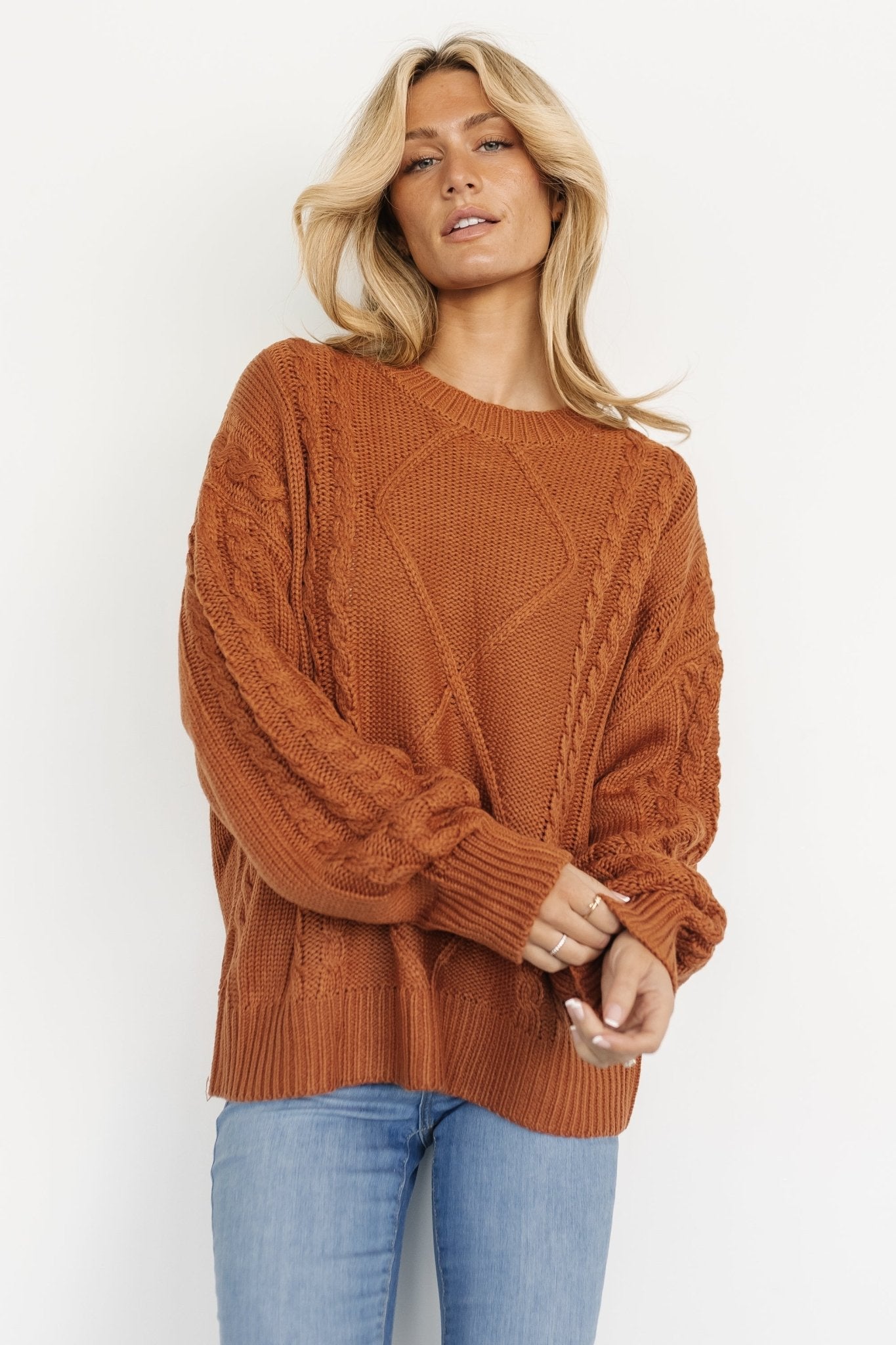 Mona Knit Sweater | Dark Camel