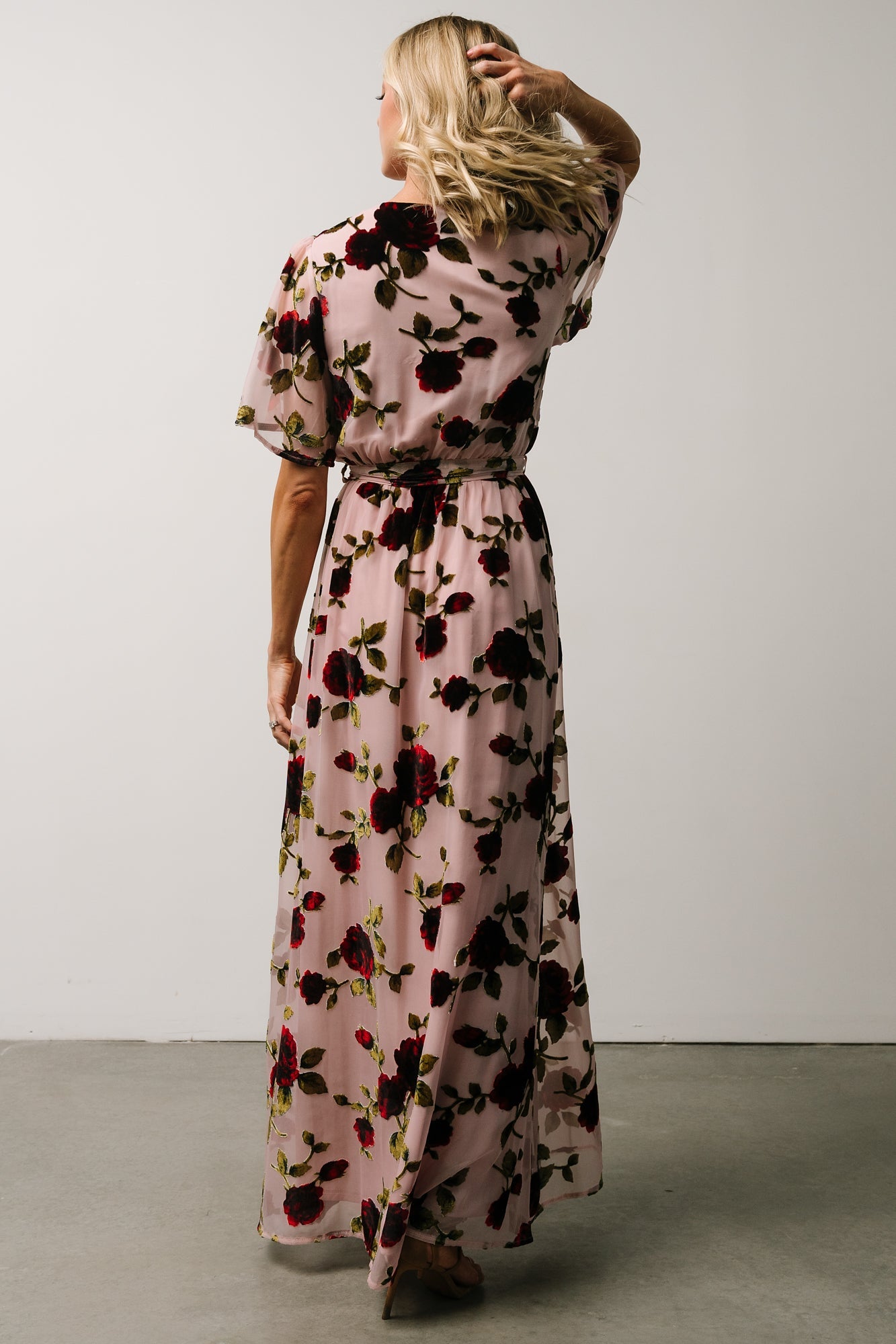 Parisian Velvet Maxi Dress | Blush Rose Floral