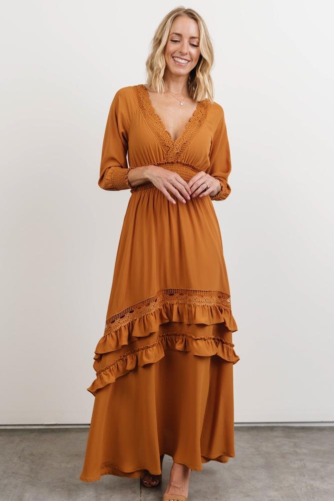 Pippa Ruffle Maxi Dress | Camel