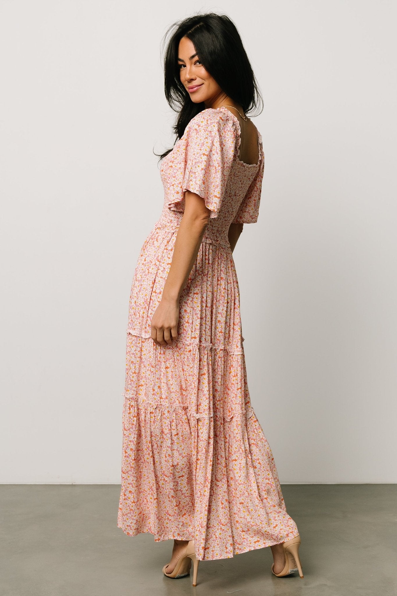 Regina Smocked Maxi Dress | Coral Floral - Baltic Born