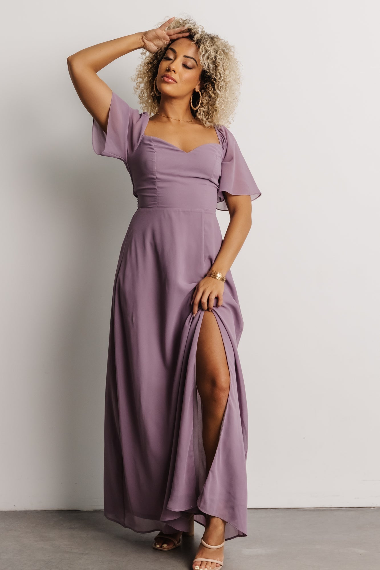 Sierra Sweetheart Maxi Dress, Lilac Chiffon | Baltic Born S Sierra Sweetheart Maxi Dress, Lilac Chiffon | Baltic Born S