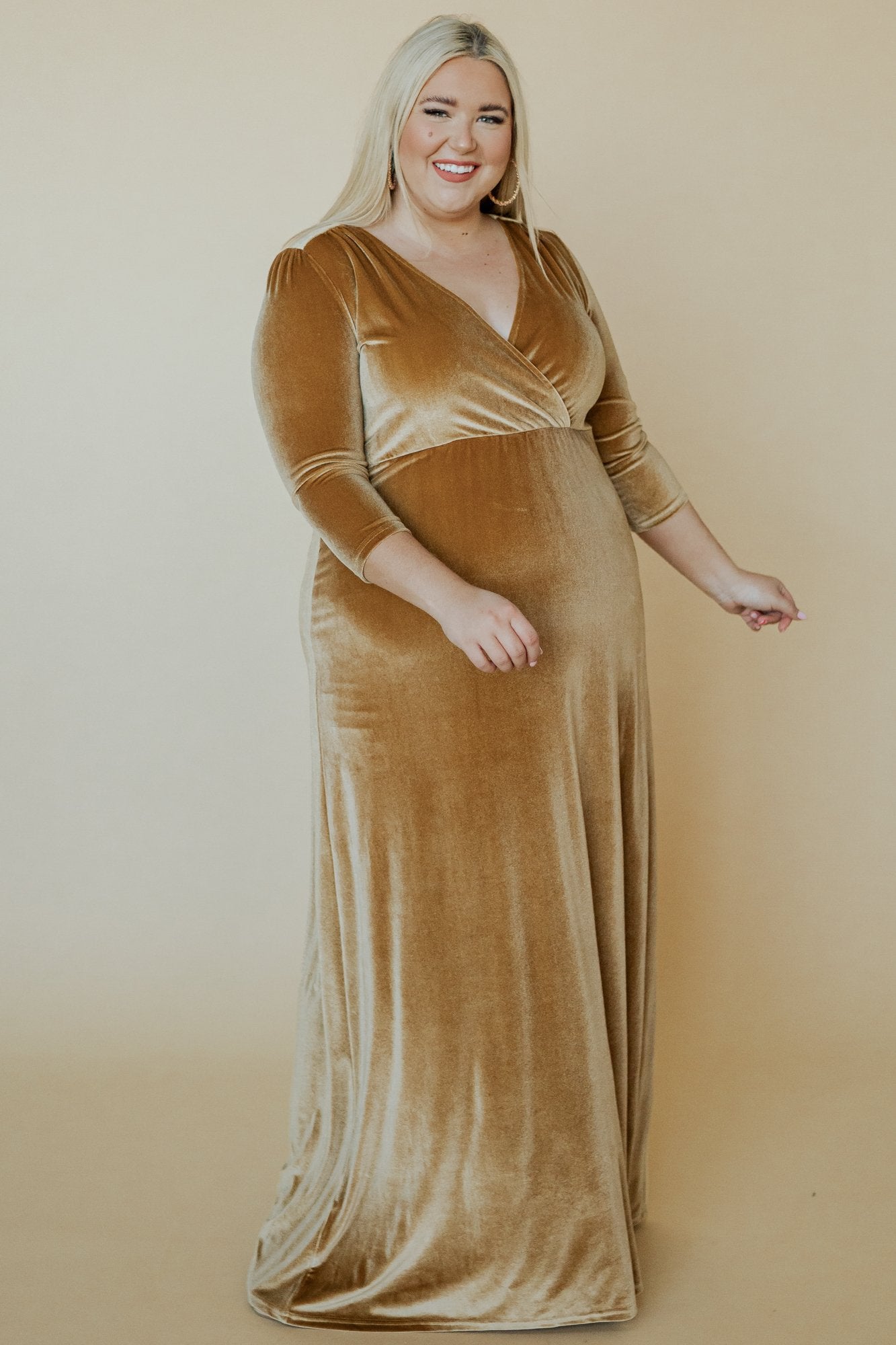 Sofia Velvet Maxi Dress, Gold