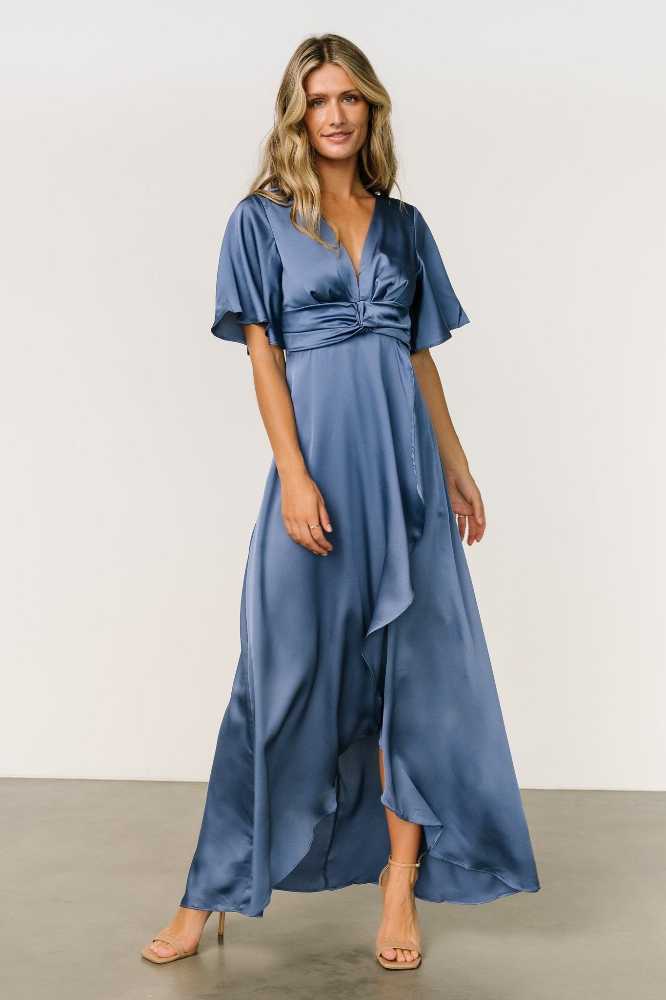 Stina Satin Maxi Dress | Blue