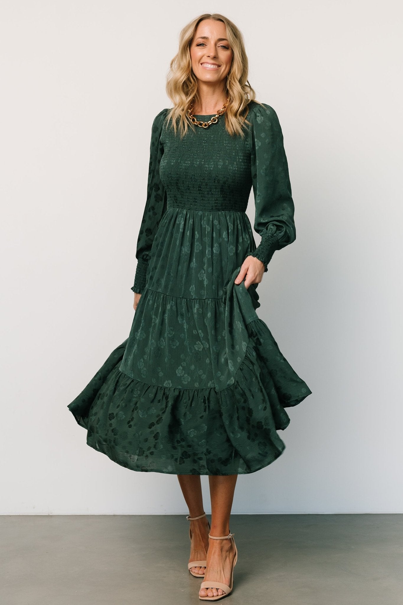 Baltic Born Womens Stockholm Smocked Dress | Dark Green | Size: Large Baltic Born Womens Stockholm Smocked Dress | Dark Green | Size: Large
