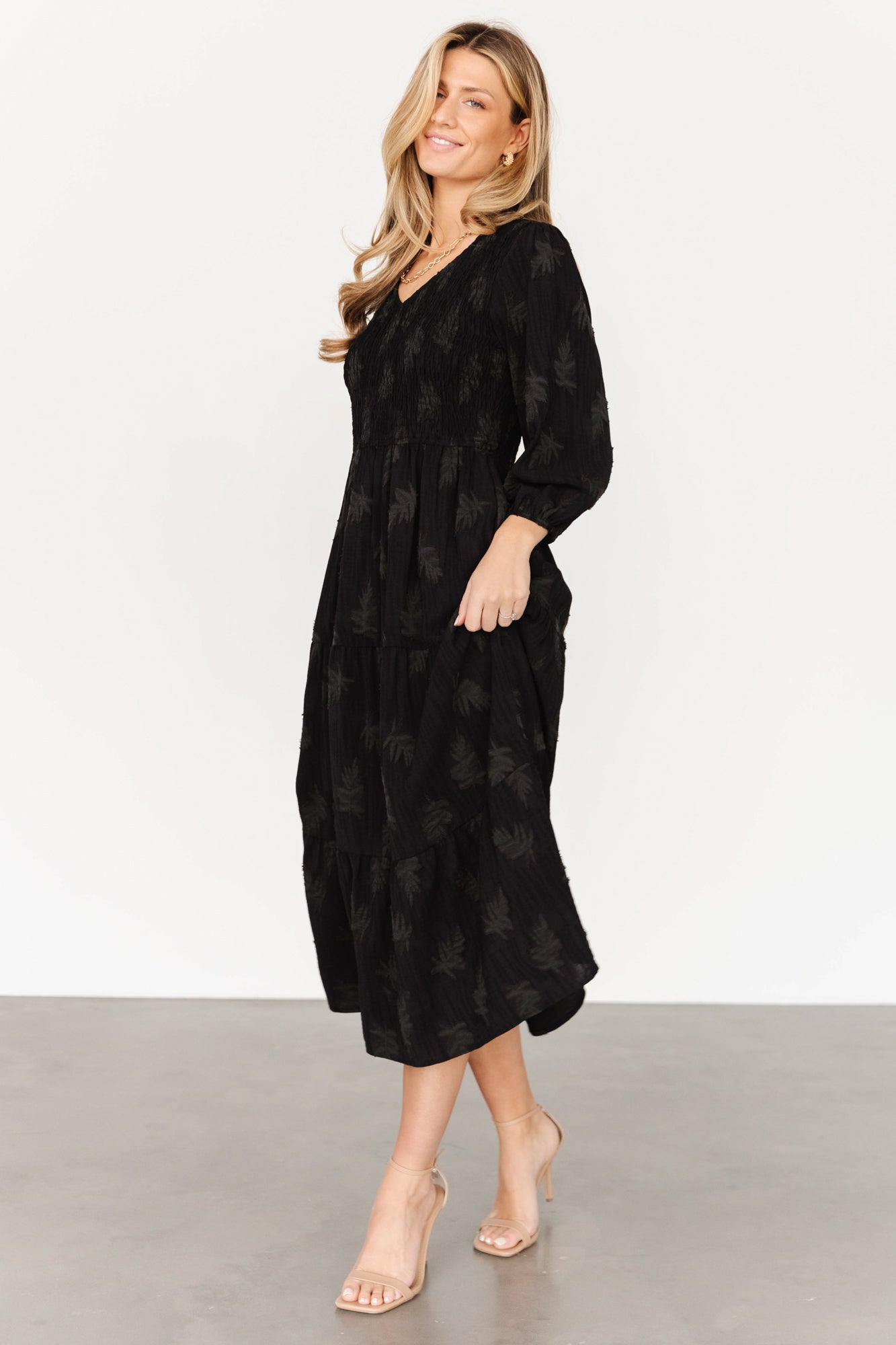 Tommi Smocked Midi Dress | Black