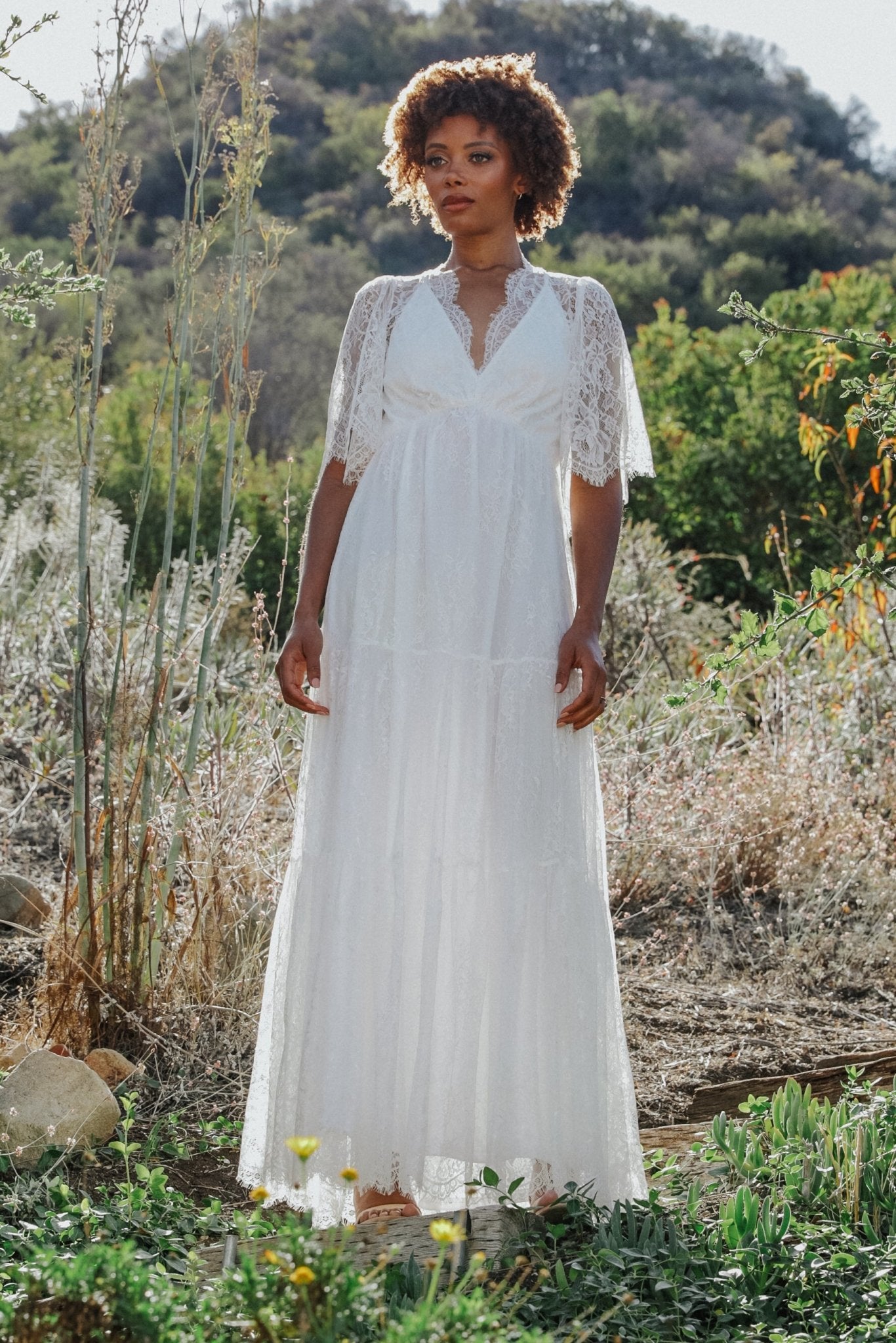 White lace boho maxi dress Clearance