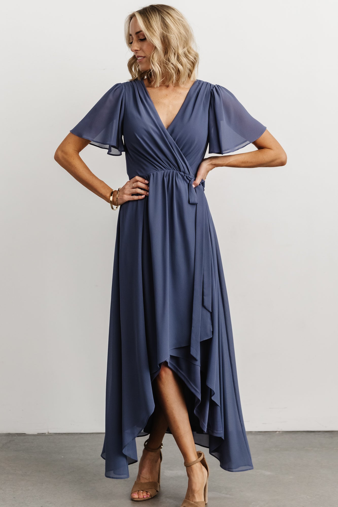 Waverly Wrap Dress in Slate Blue
