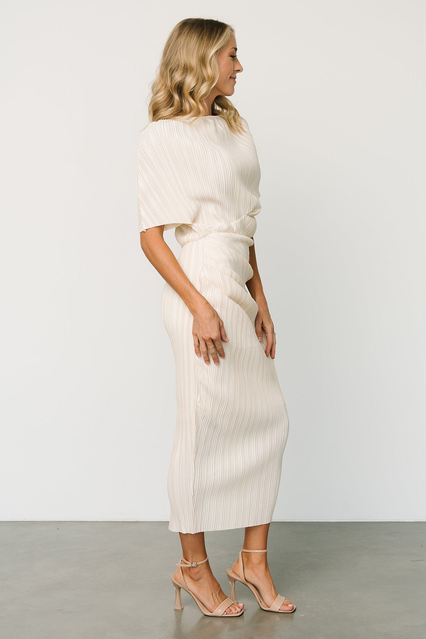 Winslow Pleated Midi Dress | Cream
