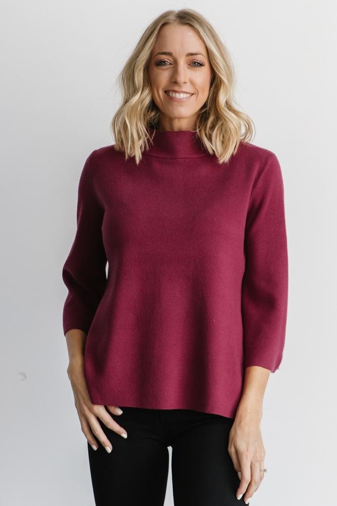 Zola Bell Sleeve Sweater | Burgundy