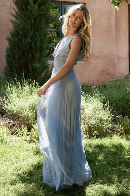 Kamila Tulle Maxi Dress | Whisper Blue