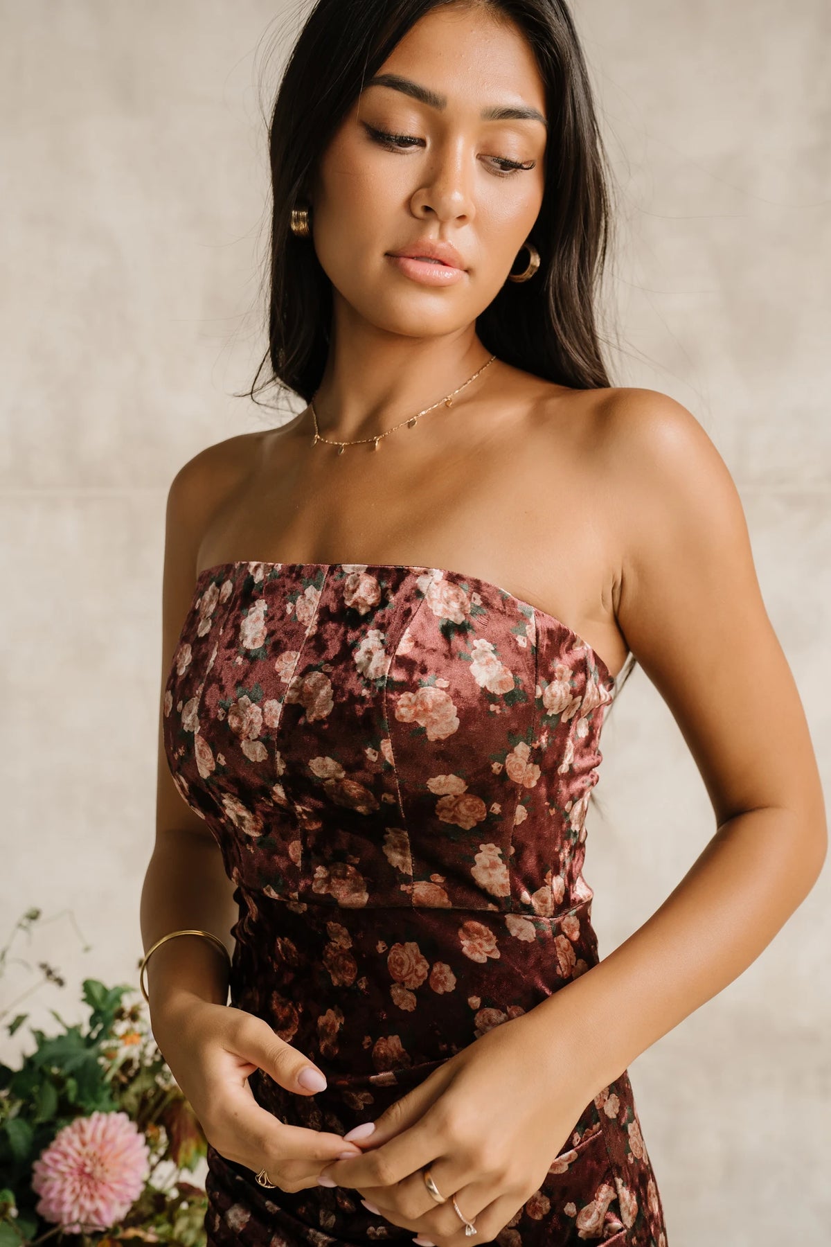 Philippa Velvet Maxi Dress | Berry Floral