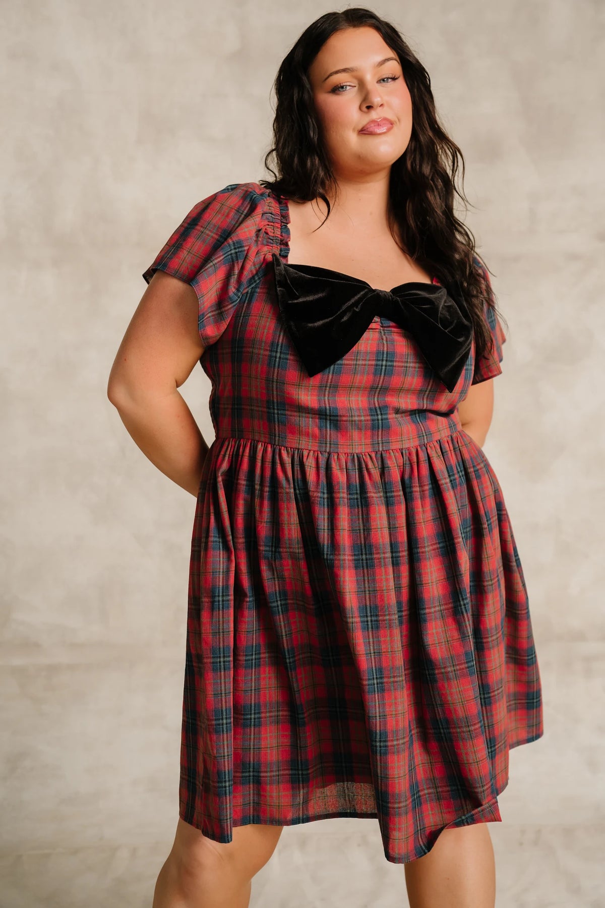Claudine Short Dress | Plaid Multi