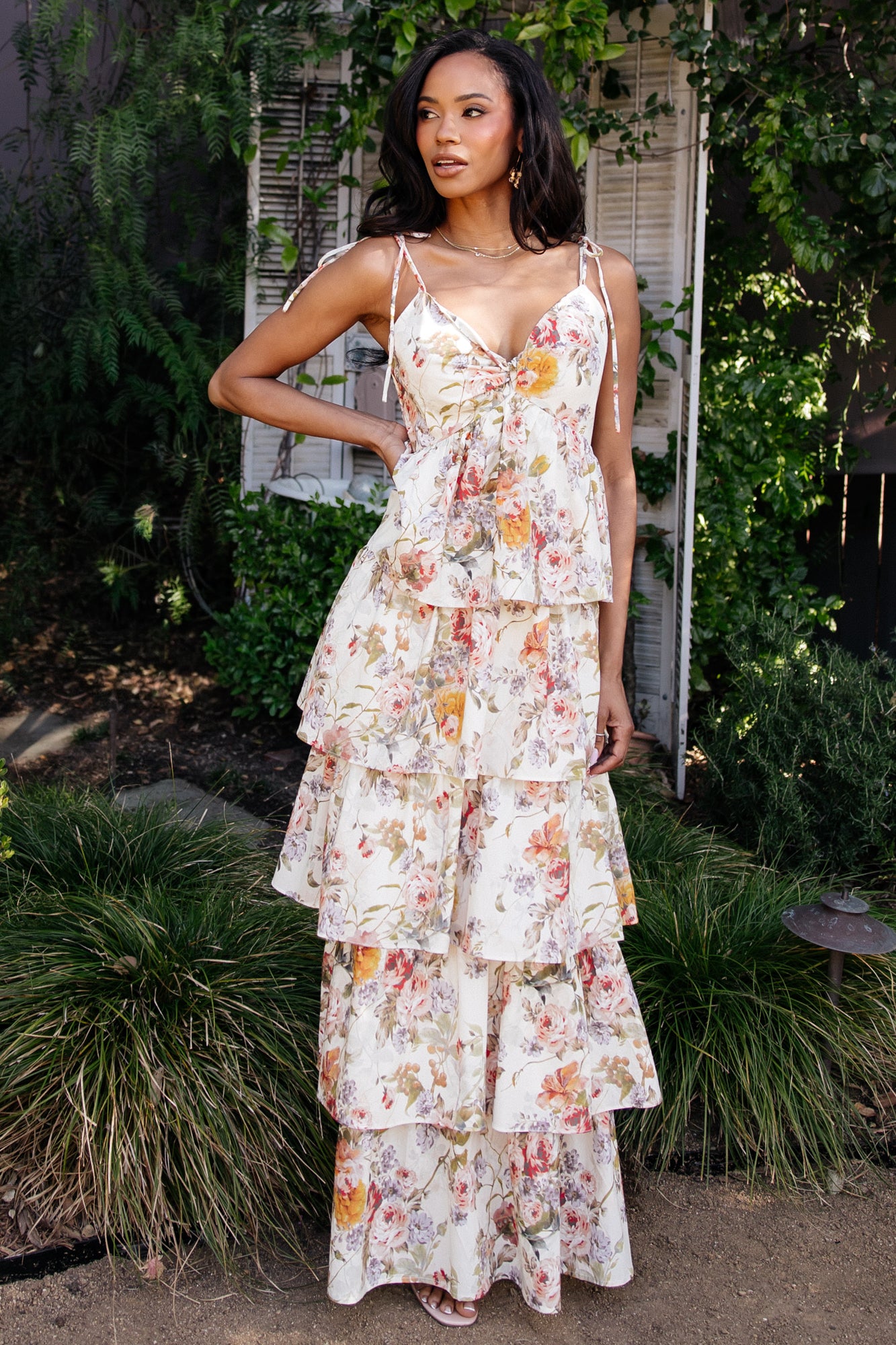 Baltic Born Womens Angelica Tiered Maxi Dress | Multi Floral