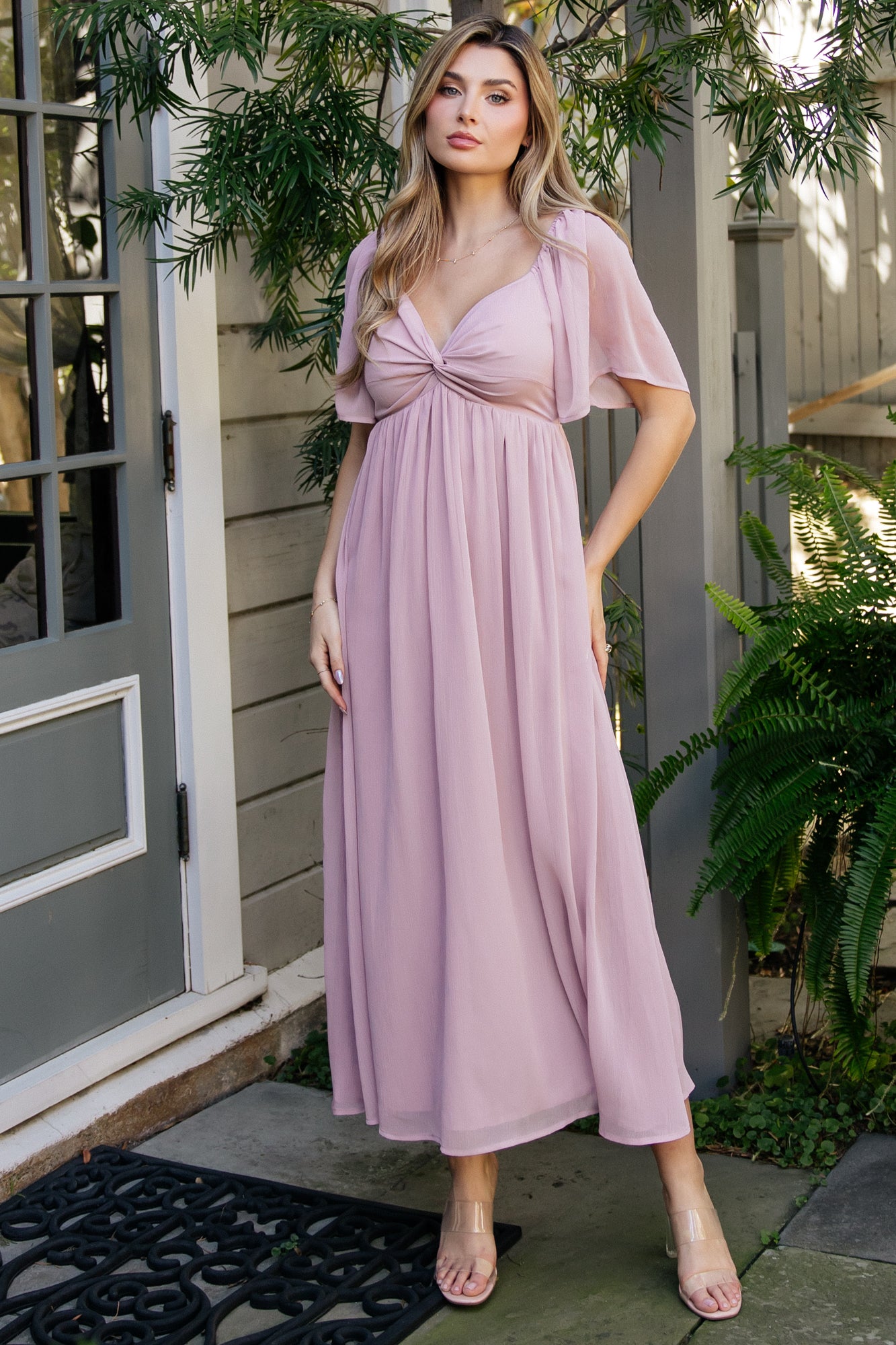 Baltic Born Womens Nora Midi Dress | Dusty Mauve Baltic Born Womens Nora Midi Dress | Dusty Mauve