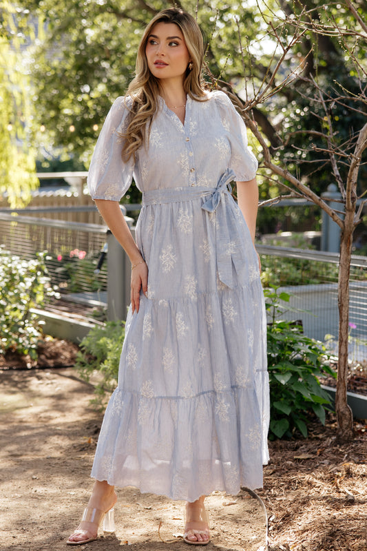 Marguerite Embroidered Dress | Light Blue