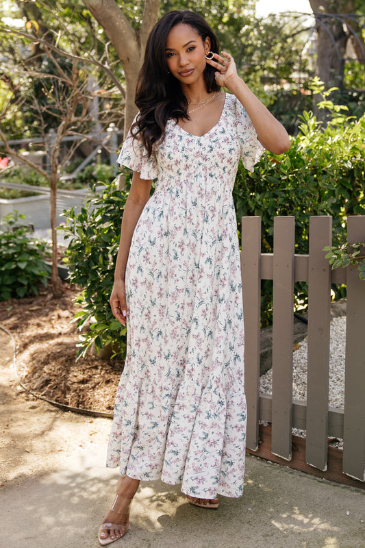 Joanie Smocked Dress | Cream Multi Floral