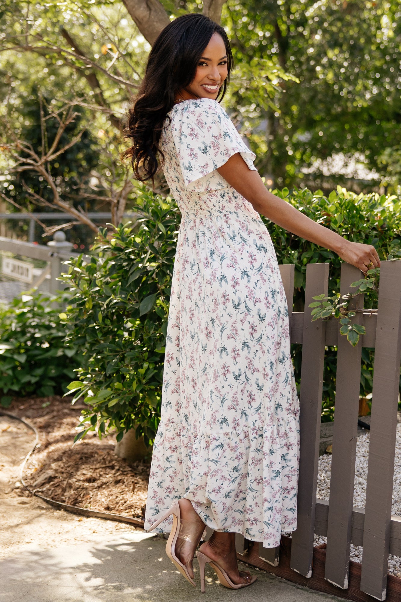 Baltic Born Womens Joanie Smocked Dress | Cream Multi Floral