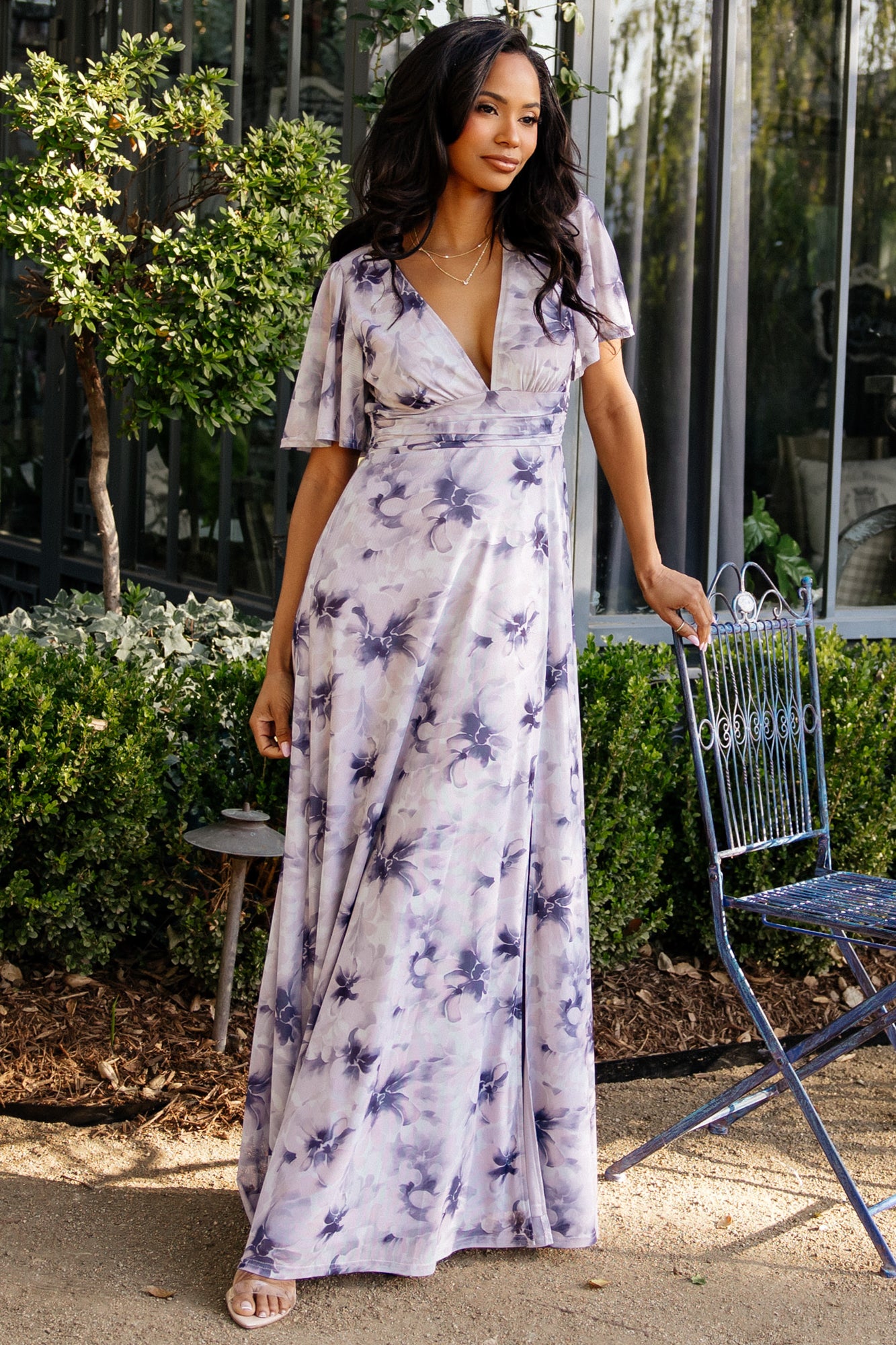 dusty purple dress Chiffon Long Sleeve Fashion Elegant Prom Dresses,PD00346 AlineBridal Linning on top bust area (comfortable wear without bra) Mother of the Bride Dress