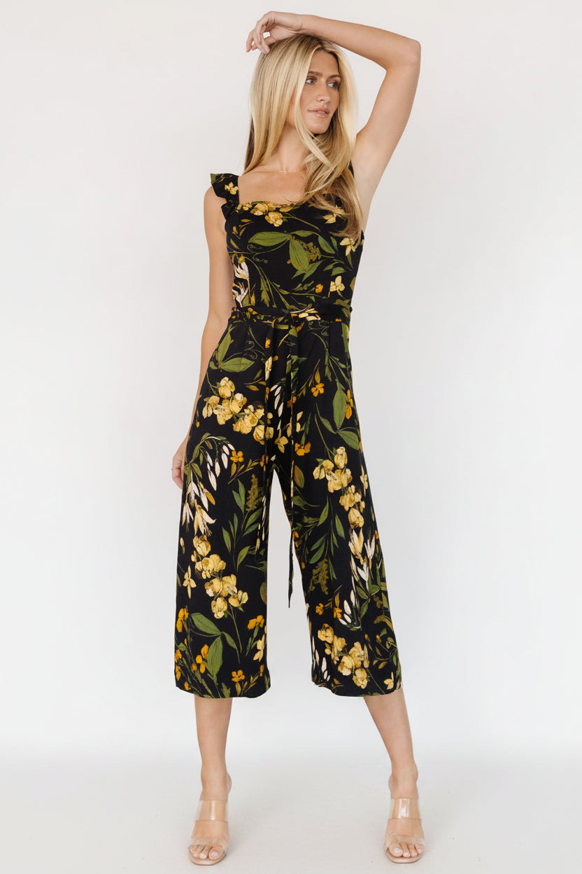 Gemma Jumpsuit | Black + Golden Floral