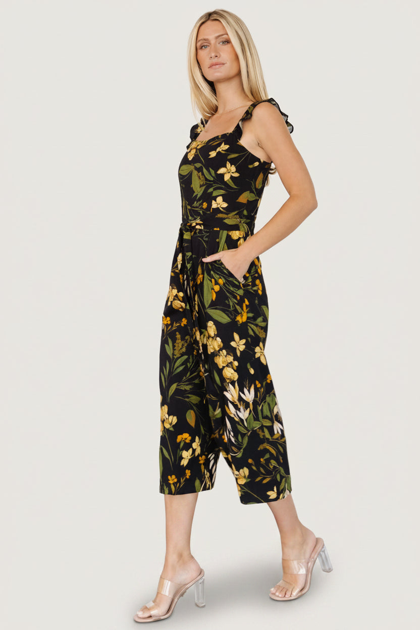 Gemma Jumpsuit | Black + Golden Floral