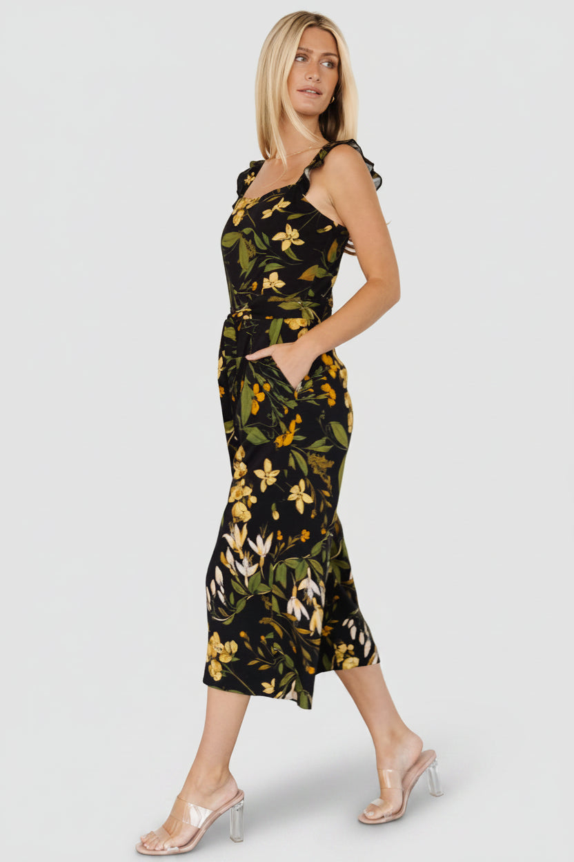 Gemma Jumpsuit | Black + Golden Floral