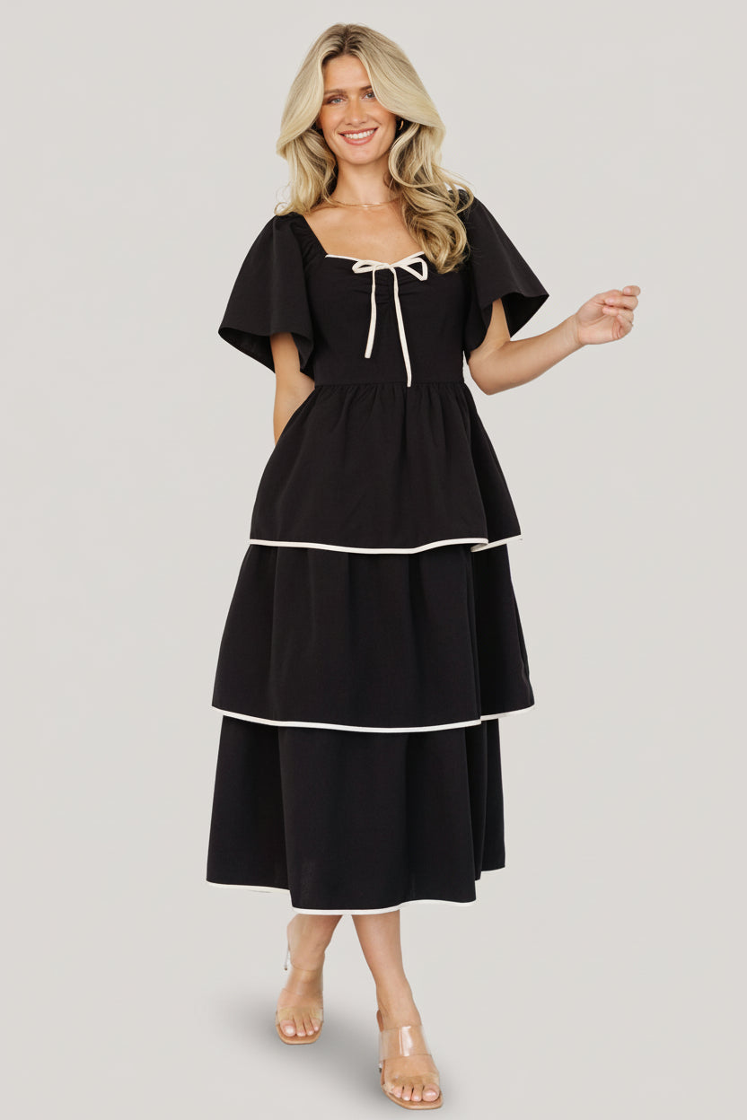 Baltic Born Womens Madrid Tiered Dress | Black