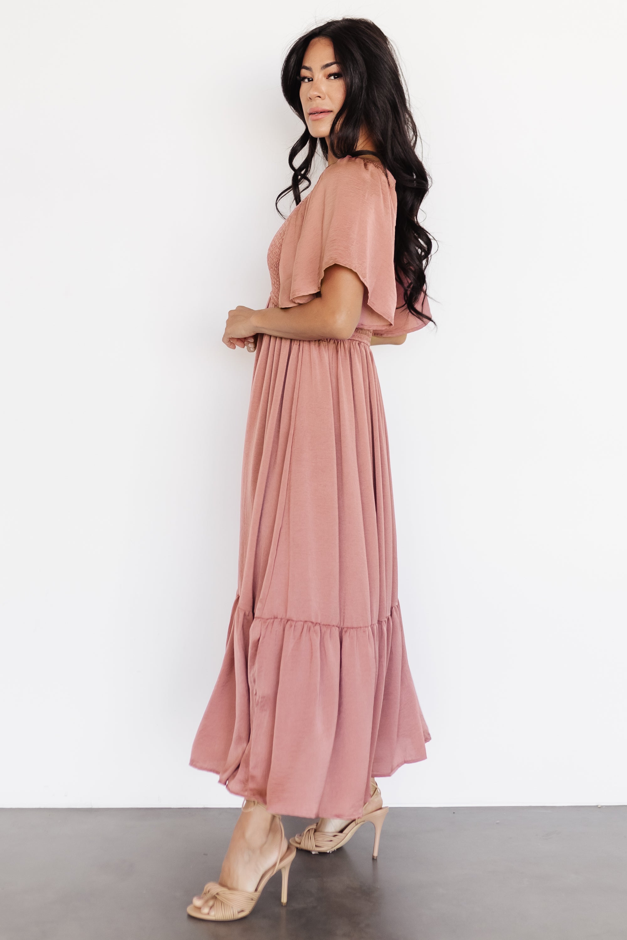 Skylar Smocked Bodice Midi Dress - Sage Egret