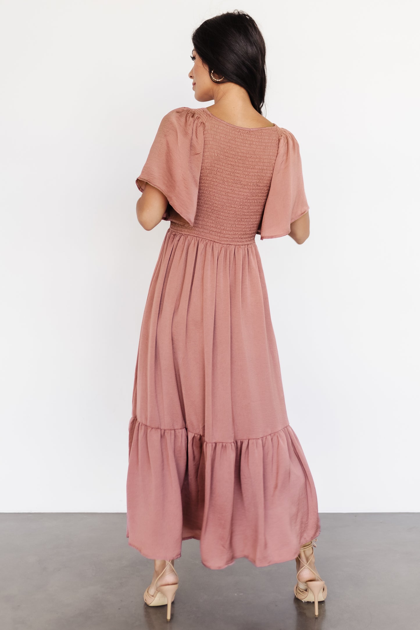 Lovell Smocked Midi Dress | Dark Mauve