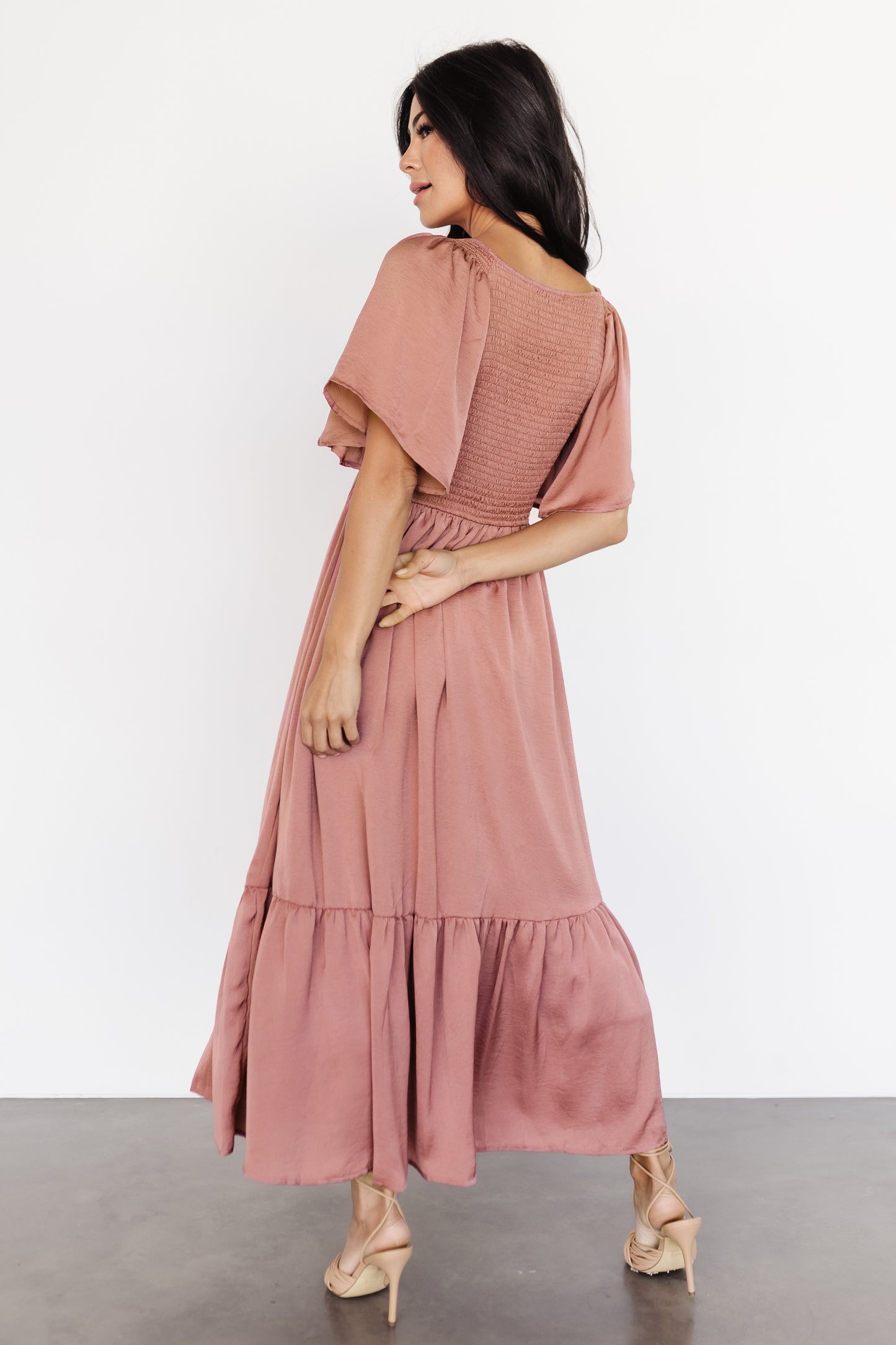 Lovell Smocked Midi Dress | Dark Mauve