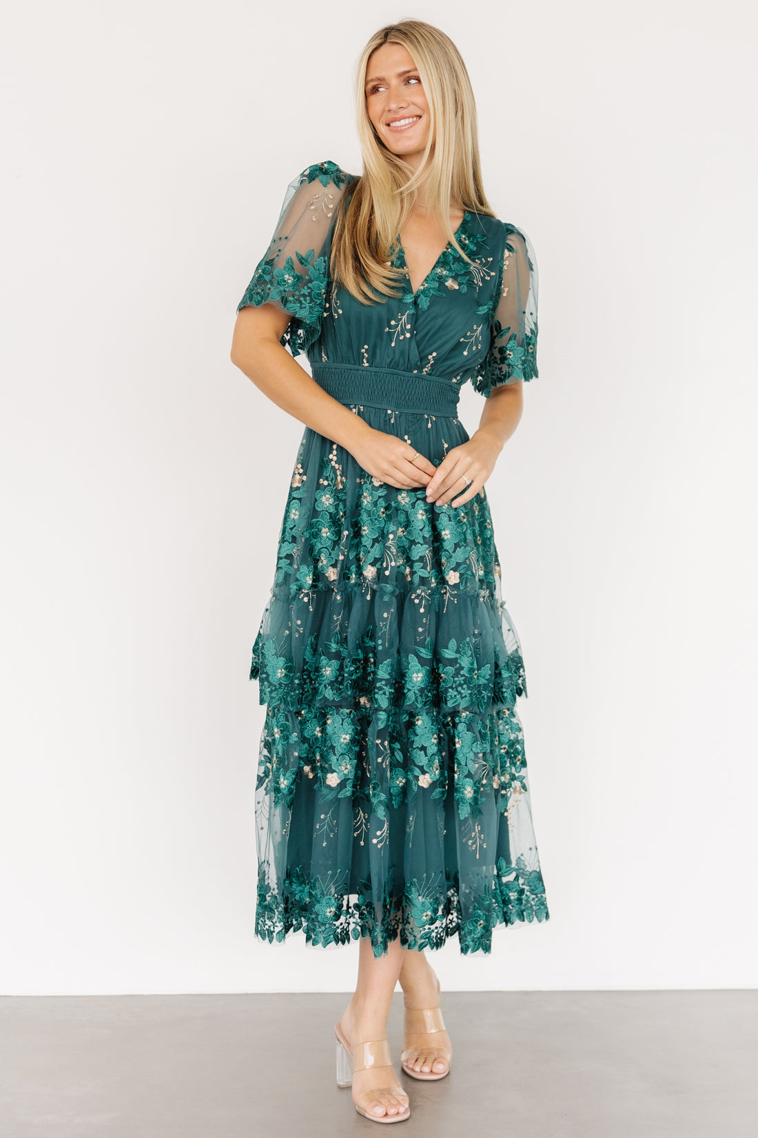 Lotte Embroidered Midi Dress | Rust